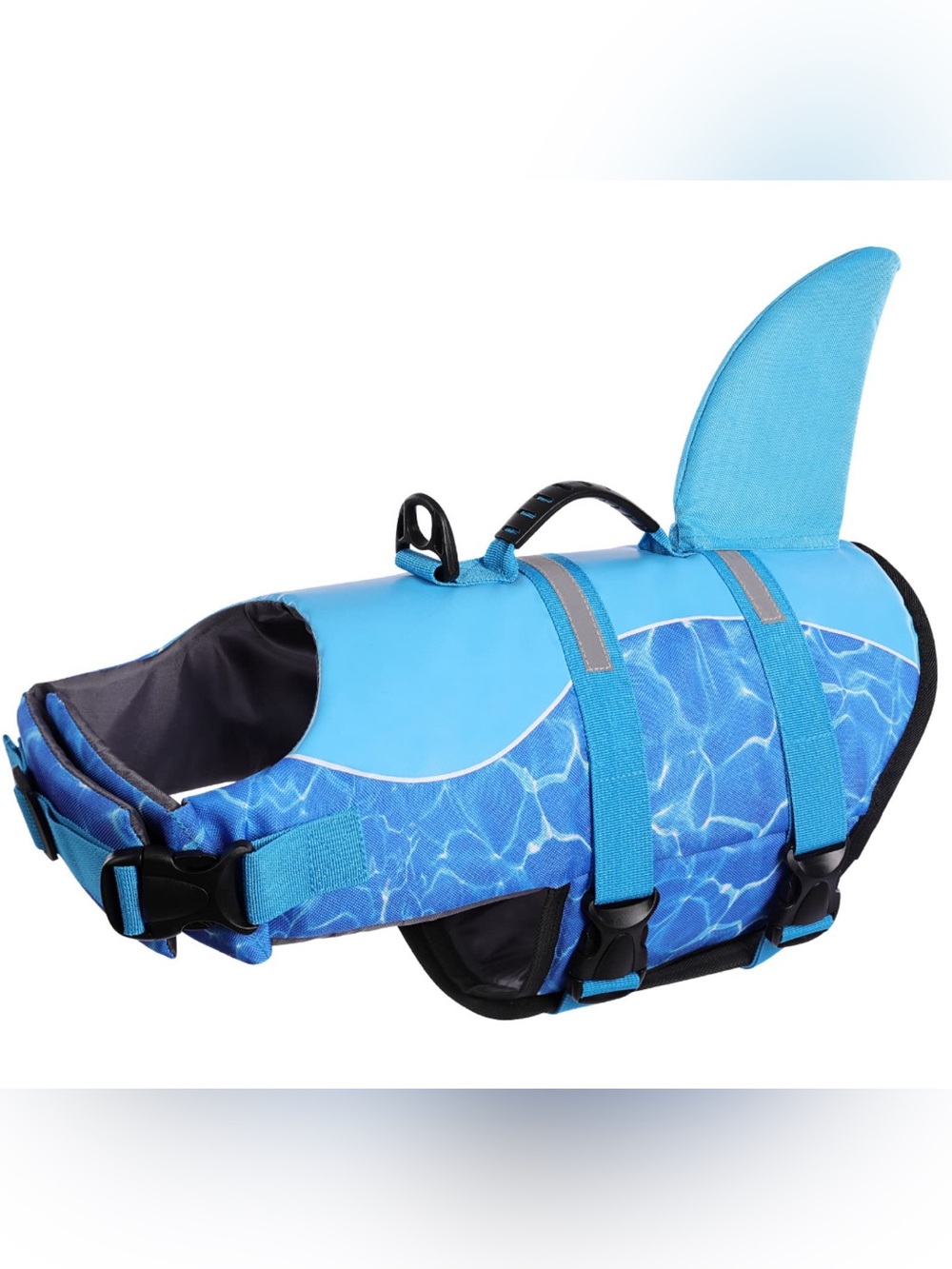 Blue Queenmore Shark Dog Life Jacket Water Safety Adjustable Reflective - Size M